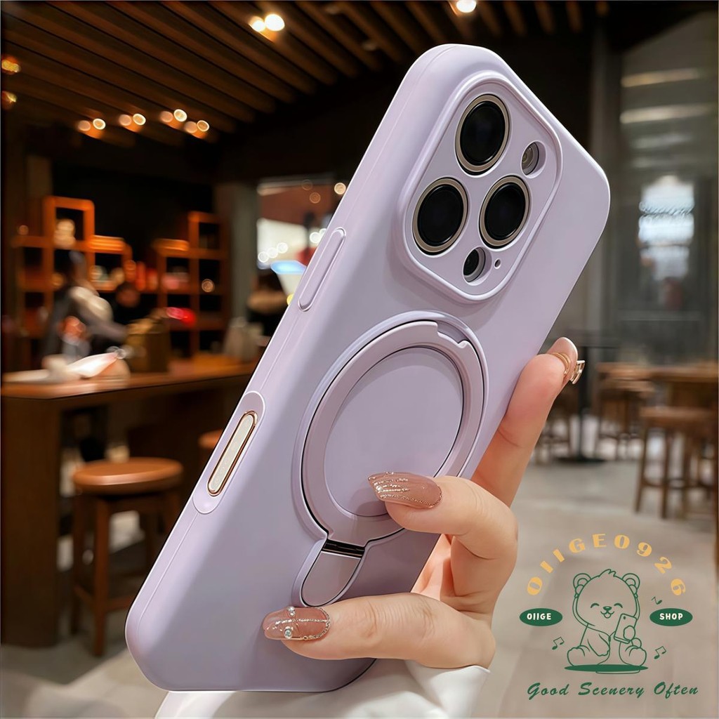 Macaroon Màu Lỏng Da Cảm Giác Từ Giá Đỡ Ốp Lưng Điện Thoại iphone16 Pro Max 15 14 13 12 11 Vỏ Cho iPhone Vỏ Silicon Mềm TPU Chống Sốc