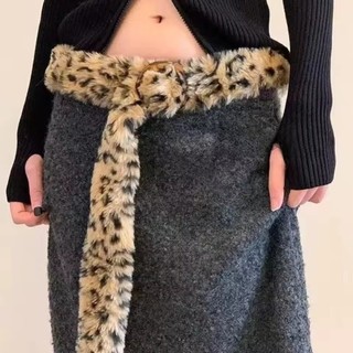[GuuDuu] Thắt lưng họa tiết da báo, dây lông thú giả – Xu hướng Y2K & Retro – Phù hợp quần Jean và váy nữ