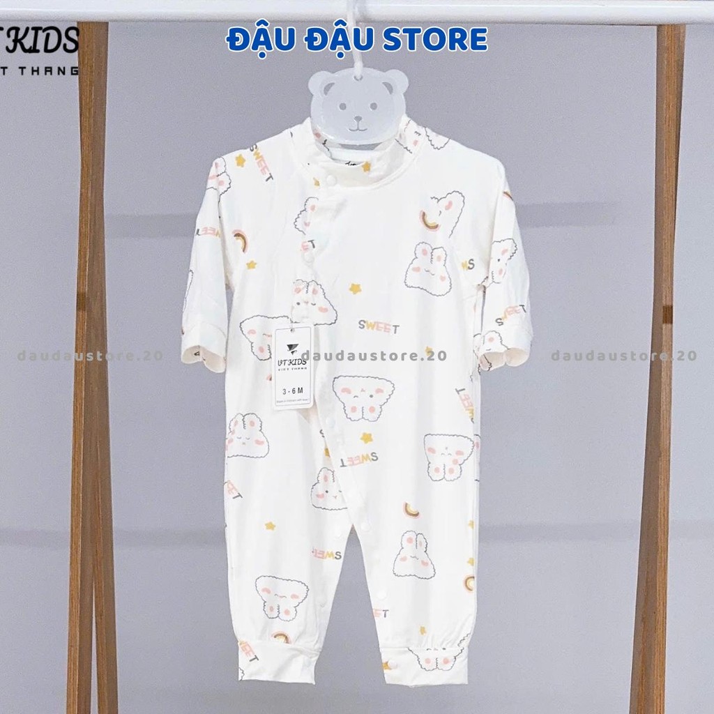(Set 2 - Set 3) Body Thun Petit Dài Tay Trắng Phối VT Cúc Bấm Mềm Mịn Cho Bé Sơ Sinh 3-9kg VT-BD08 Đậu Đậu Store