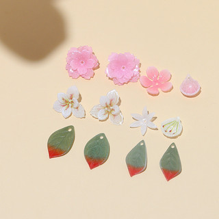 Đào Hoa Lê Hoa Xanh Lá Dài Họa Tiết Nhiệt Co Phim diy Handmade Bông Tai Trang Sức Kẹp Tóc Phụ Kiện Chất Liệu