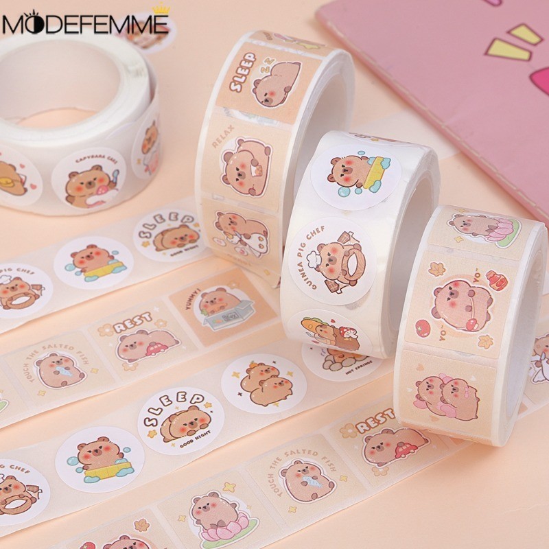 [Nổi bật] Bánh ngọt niêm phong Capybara - Nhãn dán hoạt hình - Đồ dùng văn phòng trường học - Miếng dán tài khoản tay tự dính - Văn phòng phẩm dành cho học sinh - Trang trí thân cây cốc nước