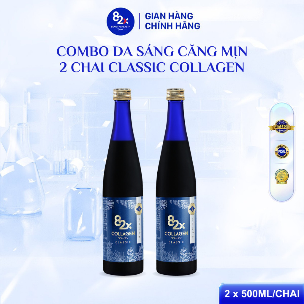 Ảnh Liệu Trình 2 Chai Nước Uống Đẹp Da 82X Classic Collagen Chiết Xuất Từ Da Cá Ngừ Đại Dương Giữ Cân Đẹp Dáng 500ml/Chai 2