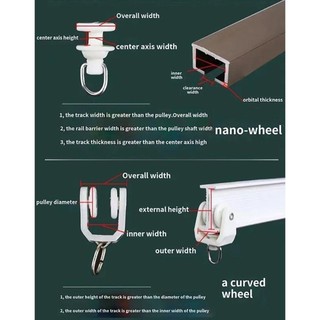 FEIYING 10 Thanh treo màn ròng rọc, móc rèm, con lăn bánh xe ray trượt, phụ kiện phần cứng trang trí nội thất