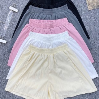 [Combo 2 quần] Quần short nữ cạp chun kiểu dáng basic vải mát có túi hai bên, Quần Short Mặc Nhà Ống Rộng Thoáng Mát