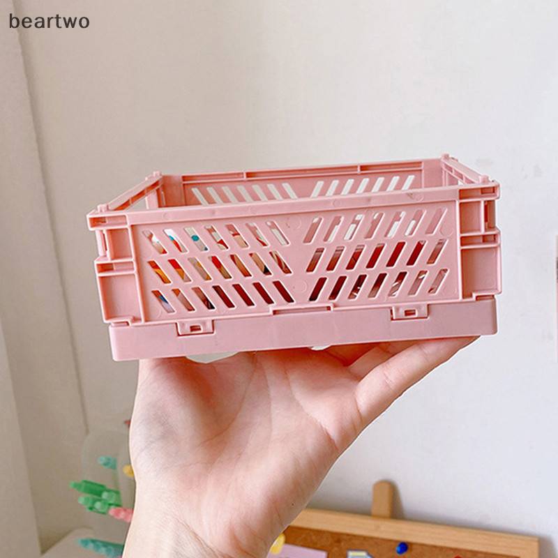 < Beartwo > Giá đỡ văn phòng phẩm có thể gập lại bằng nhựa Hoàn thiện văn phòng sinh viên dễ thương Lưu trữ máy tính để bàn Văn phòng phẩm Giỏ lưu trữ Đẹp