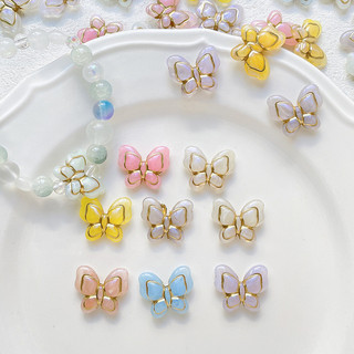 Retro Mạ Vàng Bướm Hạt DIY Handmade Trang Sức Vòng Tay Vòng Cổ Bông Tai Đính Hạt Điện Thoại Di Động Dây Xích Phụ Kiện