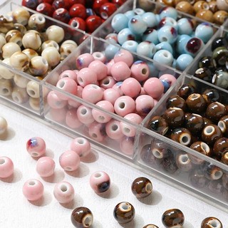 Hạt tròn gốm sứ diy in cổ điển Hạt rời trang sức thủ công vòng tay vòng cổ bông tai chuỗi hạt Vật liệu phụ kiện