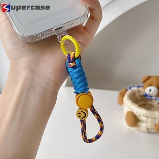 Thời Trang Tương Phản Màu Sắc Bím Tóc Điện Thoại Ngắn Dây Mặt Cười Khóa Mùa Xuân Du Lịch Di Động Dây Đeo Tay Điện Thoại Di Động Dây Buộc