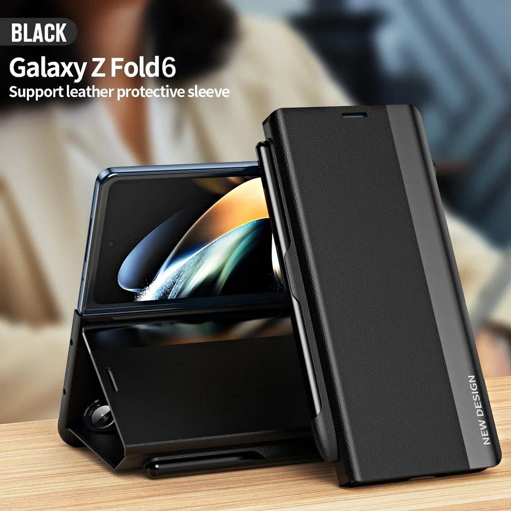 Da Bút Khe Cắm Bảo Vệ Giá Đỡ Ốp Lưng Điện Thoại Samsung Galaxy Fold 6 5 4 3 Chống Sốc Chống Rơi Lightweigh Cover