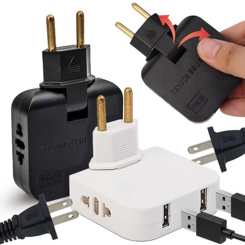Phích cắm EU - Ổ cắm AC - Phích cắm EU xoay 180 độ - Bộ chuyển đổi ổ cắm USB sang EU 4 trong 1 - Ổ cắm chuyển đổi ổ cắm không dây Mini Mini đa lỗ - Ổ cắm mở rộng Ổ cắm AC