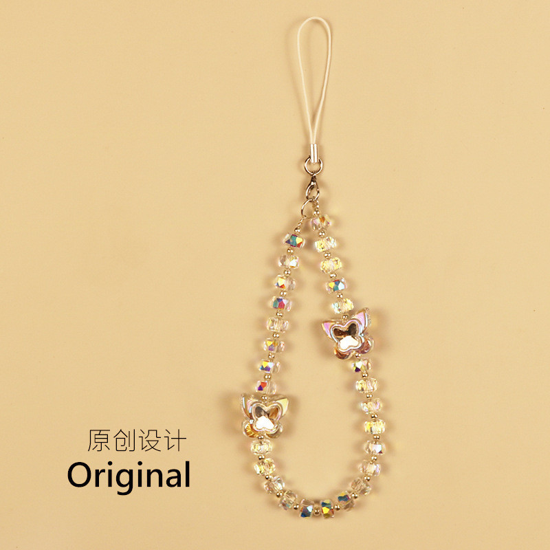 Phụ kiện điện thoại di động Bướm pha lê Dây chuyền điện thoại di động Đính cườm diy Dây buộc điện thoại di động Dây buộc Mặt dây chuyền cao cấp Mặt dây chuyền thành phẩm Bán buôn chống sốc