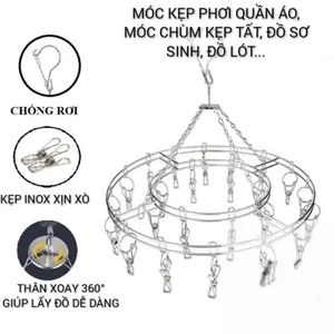 Móc Chùm Inox 20 Kẹp, Treo Quần Áo, Khăn Sữa Cho Bé FE123