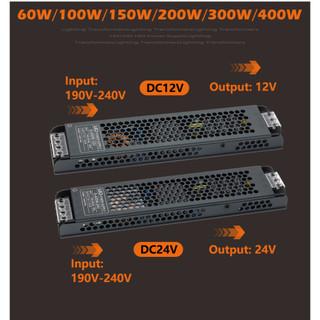 Chất Lượng Cao Siêu Mỏng LED Chiếu Sáng Transformers DC 12V 24V Nguồn Điện 60W 200W 300W Bộ Chuyển Đổi Trình Điều Khiển LED
