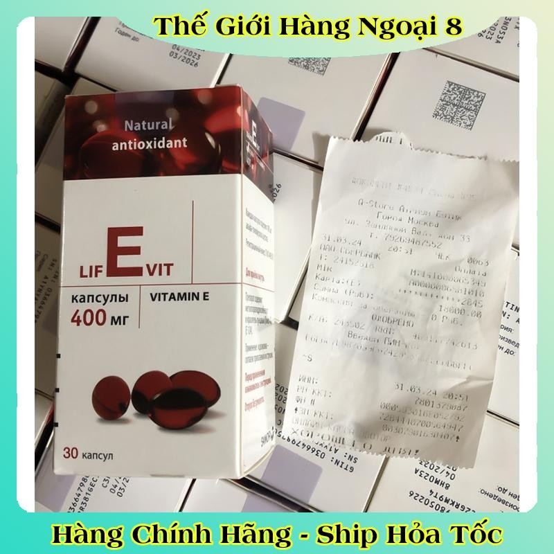 [LỌ THỦY TINH] Vitamin E Đỏ Nga Hàm Lượng 400mg LIFEVIT Giúp Làm Đẹp Da Của NGA