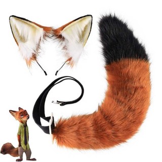 Crazy Animal City Nick Fox Set Tai Headband Mô Phỏng Đuôi Cáo Truyện Tranh Triển Lãm Động Vật Trang Phục Đạo Cụ