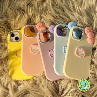 Vỏ Bánh Quy KT Cho Tecno GO 2024 2023 20 20C Infinix Hot 40 Pro 30i 10 Lite Zero 30 4G Note 30 Smart 7 6 5 Cover Hoạt Hình Dễ Thương 3D Hello Kitty Màu Nơ Hồng Vỏ Điện Thoại Mềm