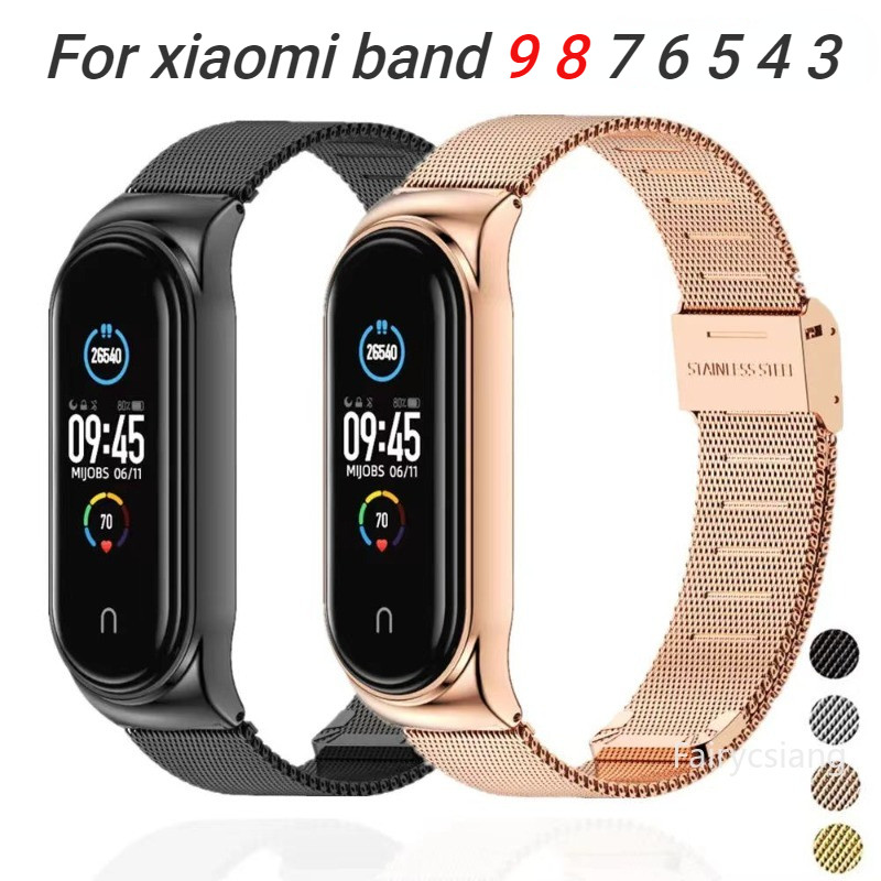 Dây kim loại sang trọng thay thế cho Xiaomi Mi Band 10/9/8/6/5/3/4 NFC, đeo từ tính