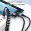 Cáp sạc xe hơi MicroUSB Type C 2 trong 1 BTM có cáp dữ liệu sạc lò xo co giãn cho nhiều thiết bị