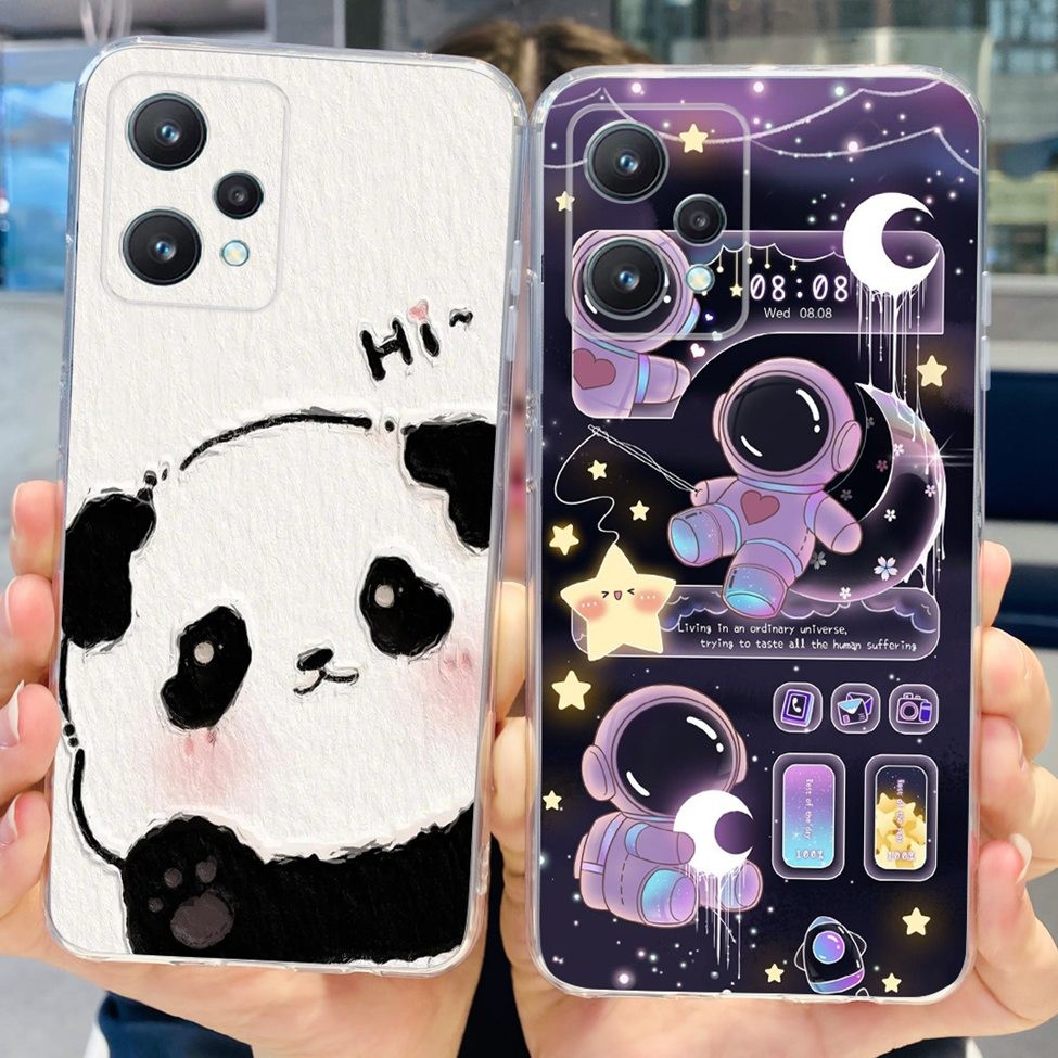 Dành Cho Realme Q5 RMX3478 Ốp Lưng V25 5G Trong Suốt Thẩm Mỹ Gấu Trúc Dễ Thương Mềm TPU Ốp Lưng Cho Realme V25 Ốp lưng