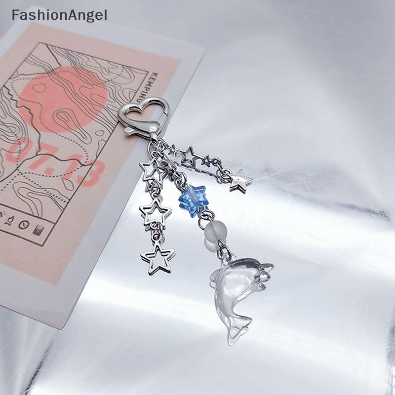 FashionAngel Năm Cánh Sao Biển Cá Heo Ngọc Trai Men Móc Khóa Đẹp Biển Bãi Biển Mặt Dây Để Làm Handmade Tự Làm Xe Dây Xích TH