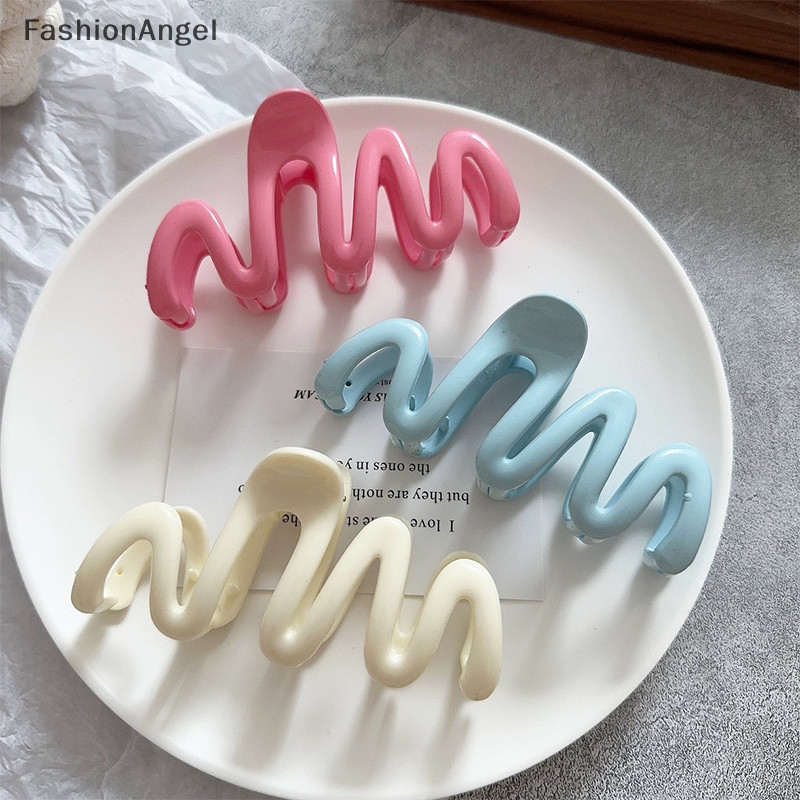 FashionAngel Dopamine Màu Kem Hình Học Sóng Đường Lưng Móng Vuốt Tóc Kẹp Tóc Nữ Cô Gái Kẹp Tóc Đuôi Ngựa Phụ Kiện Tóc Trang Trí TH