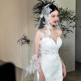 Retro ren ren dài theo dõi bức tranh sơn dầu ảnh cưới chụp ảnh và trang điểm tạo kiểu tóc cao cấp phụ kiện tóc