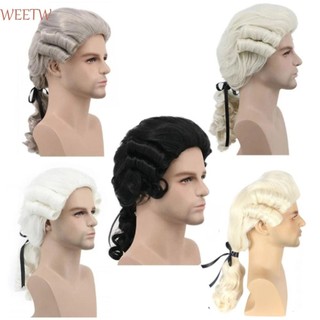 WEETW Baroque Cosplay Tóc Giả Xoăn, Cao Cấp Lịch Sử Luật Sư Thẩm Phán Tóc Giả, Sân Khấu Halloween Xám Nam Tóc Giả Trang Phục Nam Tóc Giả Trang Phục Đảng
