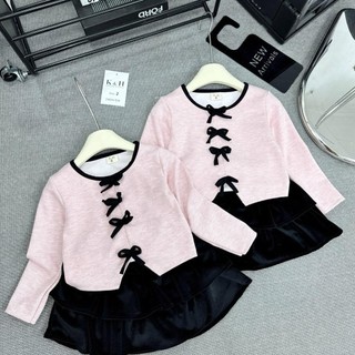 S459-[tomnaukids] Set áo thun dài tay phối nơ phối chân váy cho bé gái Size từ 8-30Kg