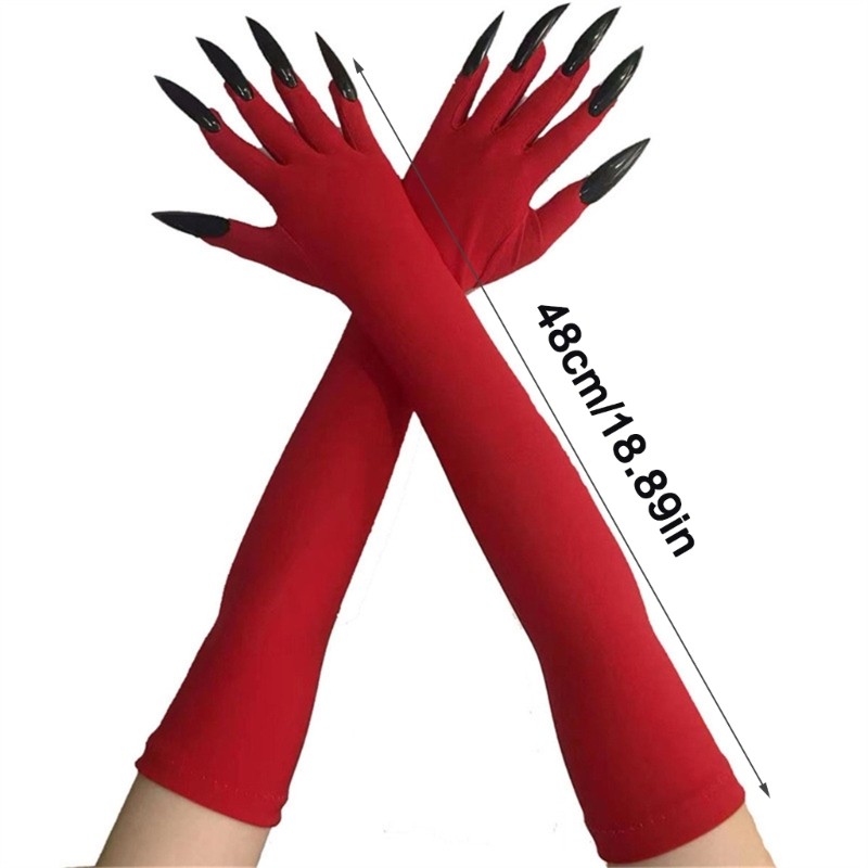 Dasbsug 2 Chiếc Halloween Vui Nhộn Găng Tay Quái Vật Đáng Sợ Mặt nạ Găng Tay Dài Cosplay Cung Cấp Cho Người Khuyết Tật Tăng Cường