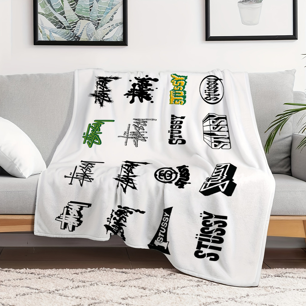 Nghệ Thuật Stussy Flannel Chăn Một Mặt In Flannel Chăn Điều Hòa Không Khí Chăn