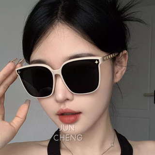 Phiên Bản Hàn Quốc Của Thời Trang Vuông Khung Lớn Dây Xích Chân Ngôi Sao Kính Mát Dành Cho Nữ UV Cao Cấp Bóng Mắt