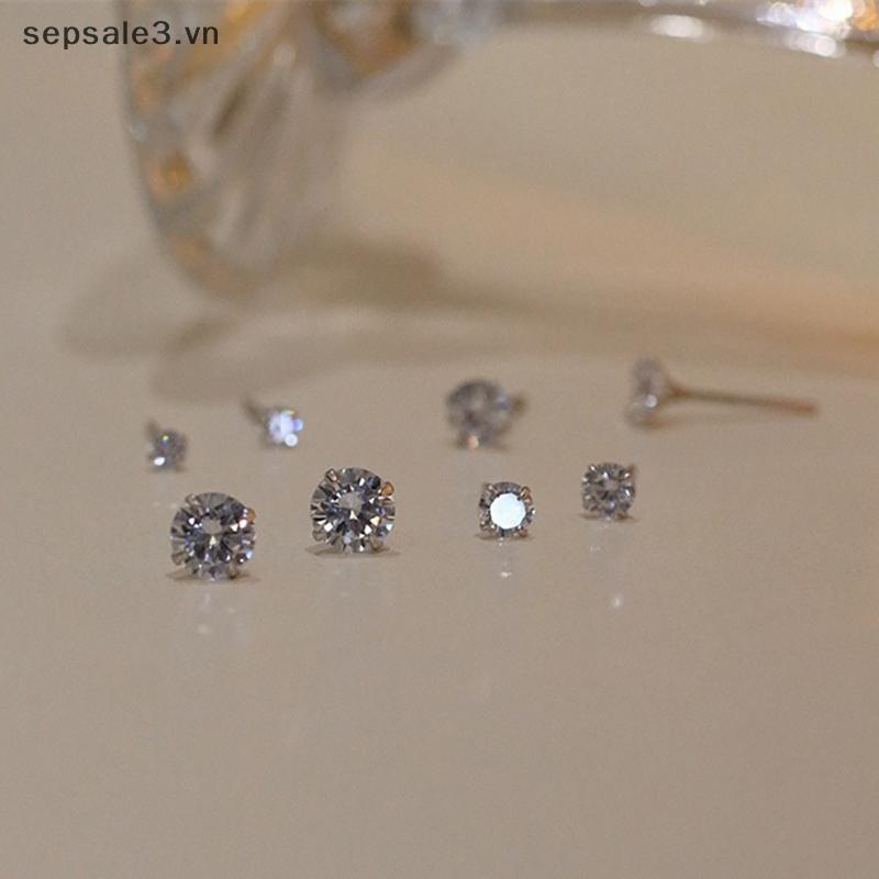 # VN # 1 Đôi Bạc Cổ Điển Bốn Prong Bông Tai Zircon Đơn Giản Cho Nữ.