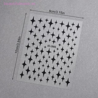 [Beautifulhome] 1 Miếng Dán Móng Tay Ngôi Sao Đen Trắng Không Đều Pentagram Đề Can Hồng Laser Sáng Bóng Lấp Lánh Ánh Sao Làm Móng Tay Đồ Trang Trí Thanh Trượt [Làm Đẹp]