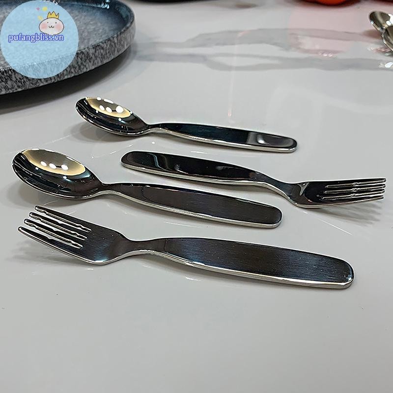 Pufangbliss Trẻ Em Bộ Đồ Ăn Sâu Dày Thép Không Gỉ Trẻ Em Thìa Eag Thìa Nĩa Inox 304 Nĩa Trẻ Em VN