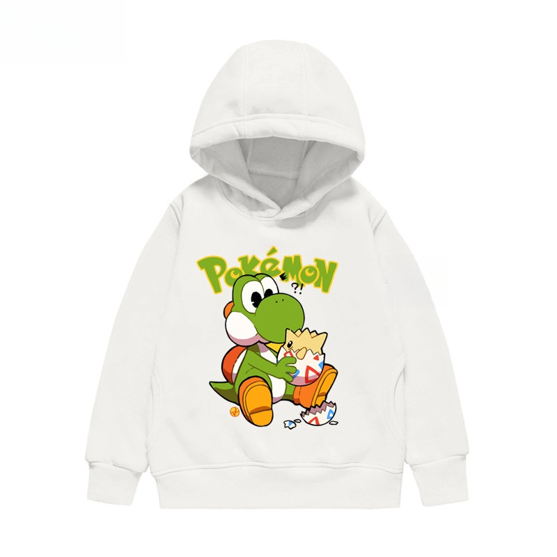 Super Mario Yoshi Và Pokemon Kids Áo Hoodie Thiết kế trò chơi hoạt hình vui nhộn cho bé trai và bé gái