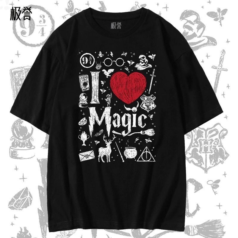 [Giao hàng trong ngày] Áo thun cỡ lớn Harry Potter mùa hè nam nữ dáng rộng cổ tròn in hình nặng nam phù hợp mặc cặp đôi