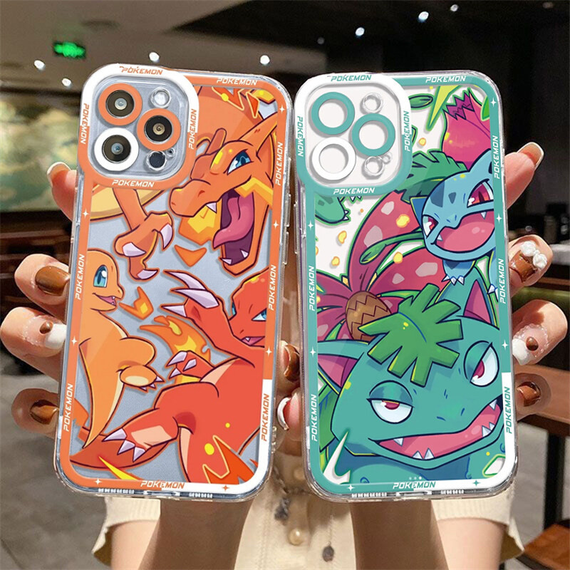 Ốp Điện Thoại Pokemon Charizard Bulbasaur Snorlax Pikachu Gengar Tương Thích Cho IPhone 12 13 11 Pro 12 13 Mini XR X XS Max 8 7 6 6S Plus Vỏ Mềm Bảo Vệ Cặp Đôi Thời Trang