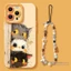 Ốp điện thoại hình mèo hoạt hình dễ thương + dây buộc cho iPhone 17 16 15 14 13 12 11 Pro Max X Xr Xs Max 7 8 Plus SE2020