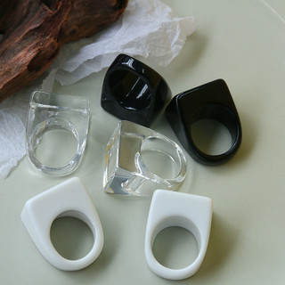 Flat Ring Phiên bản Hàn Quốc trong suốt trắng, đơn giản, thoáng mát cho nam nữ - Cặp nhẫn trang sức bán buôn