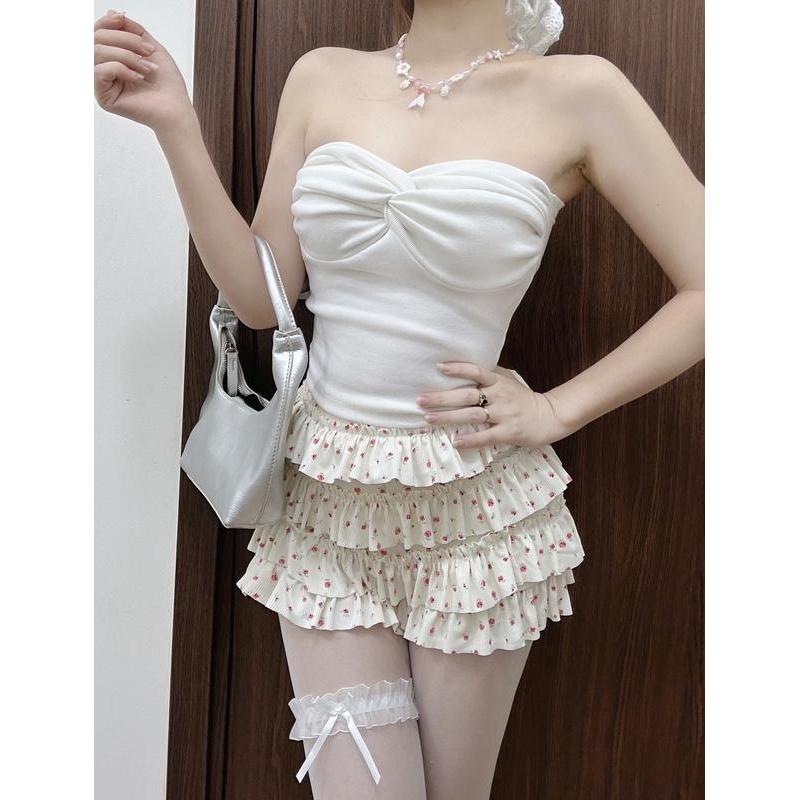 Áo Quây Croptop Nữ Xoắn Kiểu Ôm Body Không Mút Chất Thun Gân