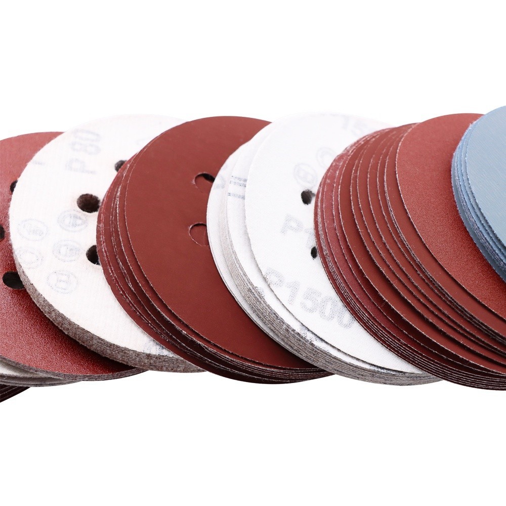 Combo 10 Giấy Nhám Tròn Dán Máy Mài Đường Kính 125mm, Giấy Nhám Lỗ Đánh Bóng Epoxy Resin, Xả Nhám Sơn Xe FE123
