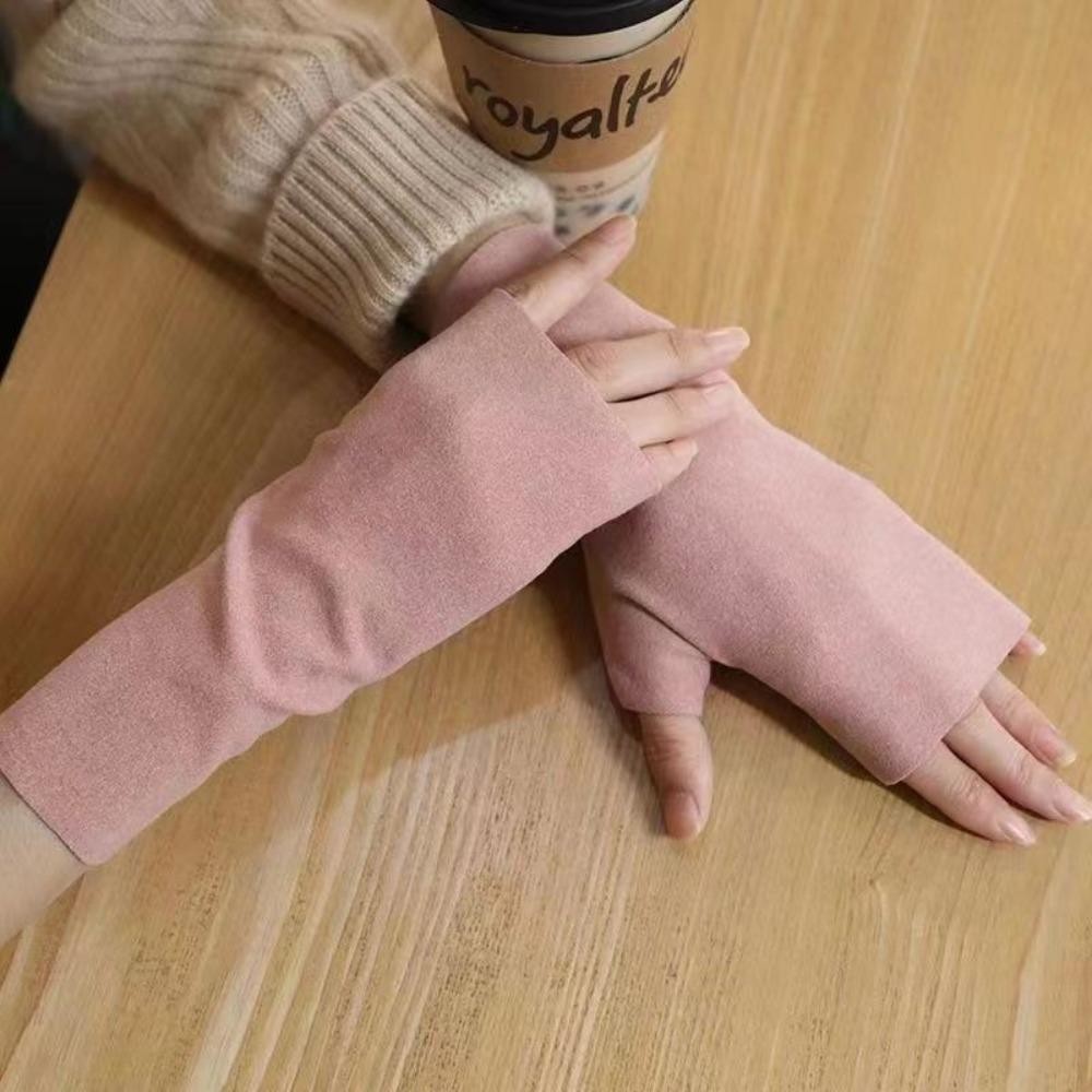 Găng Tay Không Ngón và Nữa Ngón Nhung Mềm, Phù Hợp Cho Mùa Đông và Sử Dụng Màn Hình Cảm Ứng