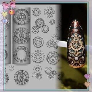 [beautifulhome] Bánh răng đồng hồ tinh tế Khuôn làm móng tay silicon 3D cho móng tay Charms DIY Nail Art Trang trí khuôn dập mềm Dụng cụ thiết kế làm móng tay [làm đẹp]