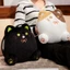 QEARY Calico Cat Đồ chơi sang trọng, Bông PP có túi cầm tay Gối sang trọng, Đồ chơi sang trọng thoải mái Smile Funny Kawaii Black Cat Sang trọng Búp bê sinh nhật Giáng sinh