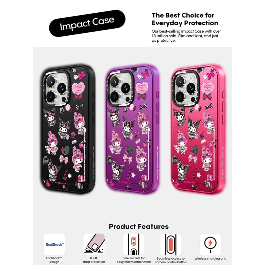 CASECASE X My Melody & Kuromi Pattern Case Matte Black Matte Purple Matte RosePink Clear Hard Case Impact Case cho Apple IPhone 13 14 15 16 Pro Max có hộp