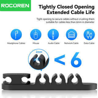 Rocoren Cáp Tổ Chức USB Cuộn Dây Quản Lý Máy Tính Để Bàn Kẹp Cáp Cho Chuột Tai Nghe Silicone Tổ Chức Bảo Vệ