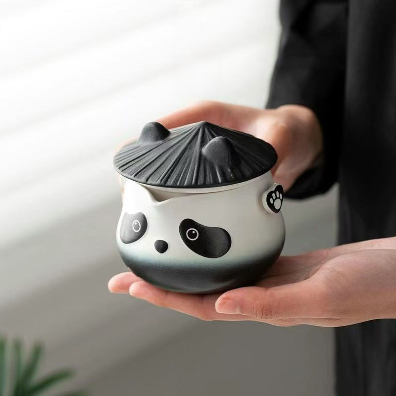 ✨Bộ trà gốm Panda Bộ trà du lịch di động ngoài trời Một nồi Hai cốc có túi Văn phòng / Hộ gia đình Giải trí Bộ trà Kung Fu