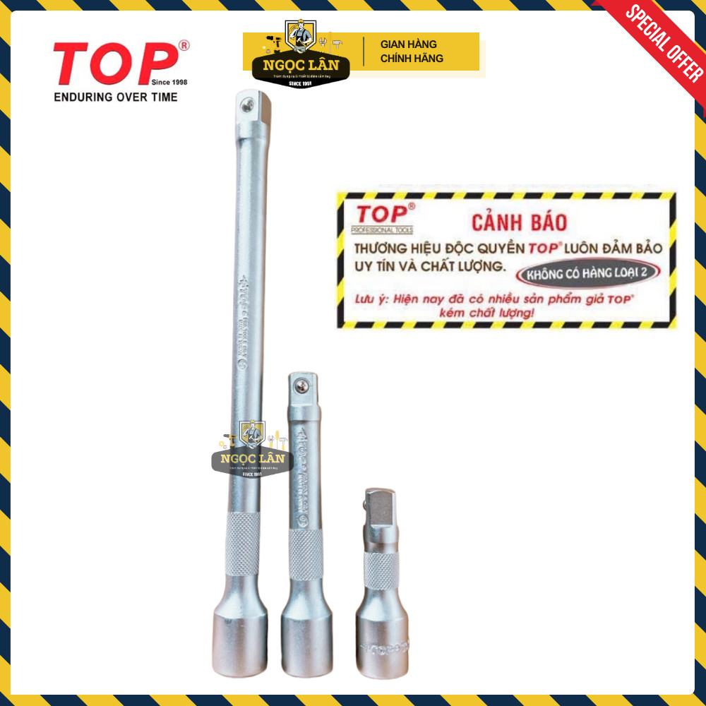 [Chính hãng TOP] Típ nối, đầu tuýp nối TOP 1/2", 1/4" dài đủ cỡ thép CRV cao cấp