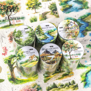 JIANWU 65mm * 200cm Phong Cảnh Cây Series Vintage Cây Phong Cảnh Chất Liệu Cắt Băng PET Tạp Chí Sáng Tạo Sổ Lưu Niệm Văn Phòng Phẩm
