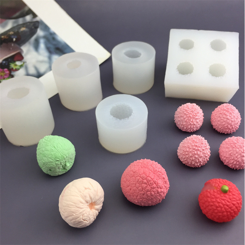 3D Lychee Series Khuôn Silicon Trái Cây Mousse Bánh Khuôn DIY Thạch Cao Thơm Nến Khuôn Socola Trang Trí Bánh Khuôn DIY Dụng Cụ Nướng Bánh